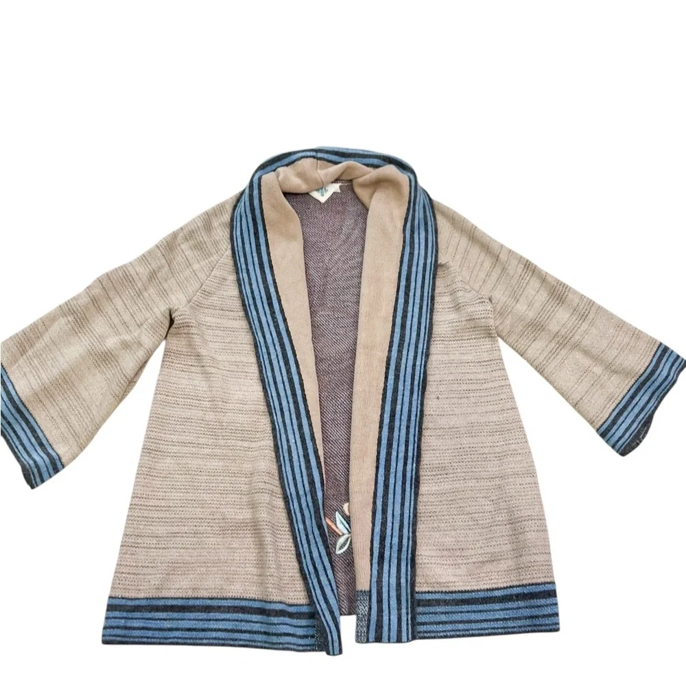Anthropologie HWR Rare Embroidered Crane Wool Blend Kimono Cardigan XS - Picture 5 of 11